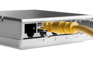 router with wires closeup