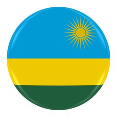 Rwandan Flag Badge - Flag of Rwanda Button Isolated on White