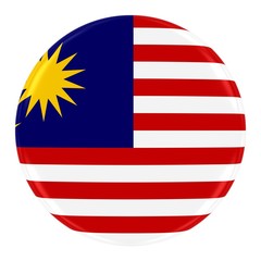 Malaysian Flag Badge - Flag of Malaysia Button Isolated on White