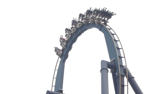 SLOW MOTION: Upside down roller coaster ride