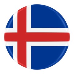 Icelandic Flag Badge - Flag of Iceland Button Isolated on White
