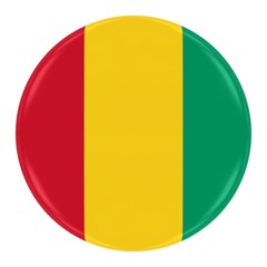 Fototapeta premium Guinean Flag Badge - Flag of Guinea Button Isolated on White