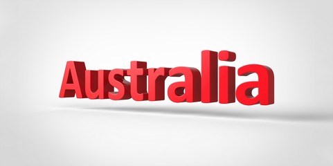 3D red  Australia Word Text on white background