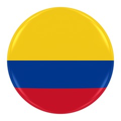 Colombian Flag Badge - Flag of Colombia Button Isolated on White