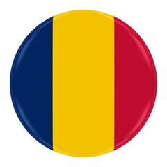 Fototapeta premium Chadian Flag Badge - Flag of Chad Button Isolated on White