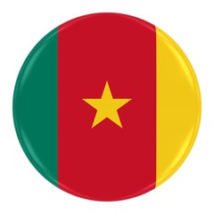 Cameroonian Flag Badge - Flag of Cameroon Button Isolated on White