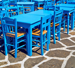 Fototapeta na wymiar table in santorini europe greece old restaurant chair and the su