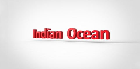 3D red Indian Ocean Word Text on white background