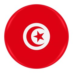 Tunisian Flag Badge - Flag of Tunisia Button Isolated on White
