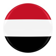 Yemeni Flag Badge - Flag of Yemen Button Isolated on White