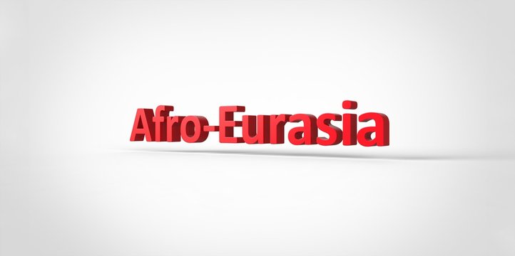 3D red Afro-Eurasia Word Text on white background