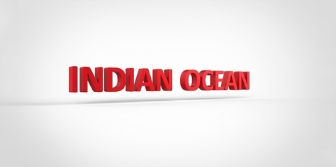 3D red Indian Ocean Word Text on white background