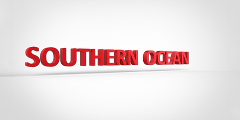 3D red Southern Ocean Word Text on white background