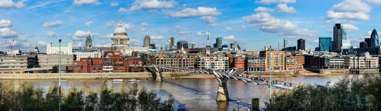 London Skyline, St. Pauls And The River Thames From Tate Modern, London