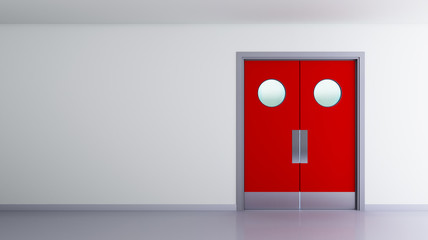  red double door interior space