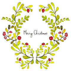 Merry Christmas. Grating card. Holiday post card template