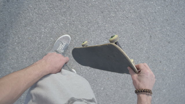 SLOW MOTION FPV: Skater picking up the skateboard