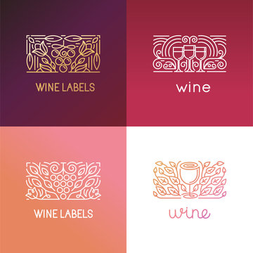 Vector Set Of Logo Design Elements And Signs For Wine