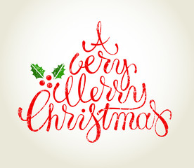 A very Merry Christmas Hand drawn greeting card.