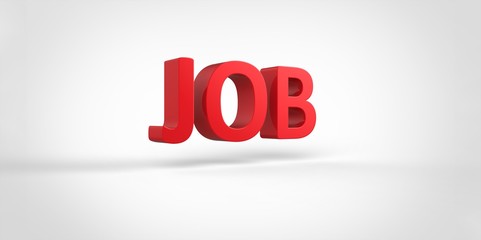 Job 3D red text Illustration word Render isolated on White grey gray Background