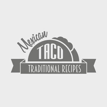 Vintage Retro label, emblem or logo of mexican taco. Can be used to design menu, business cards, posters. Vector illustration.