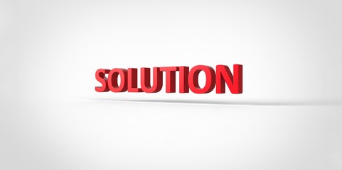 Solution 3D text Illustration of motivational word Render isolated on White grey gray Background