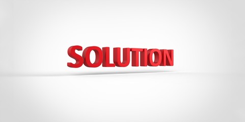 Solution 3D text Illustration of motivational word Render isolated on White grey gray Background