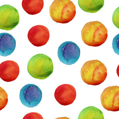 Colorful watercolor circles. Seamless pattern.