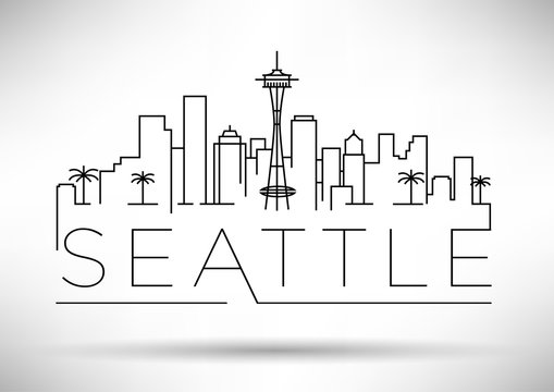 Linear Seattle City Silhouette with Typographic Design