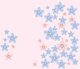 Fototapeta na wymiar Blue and pink flowers composition