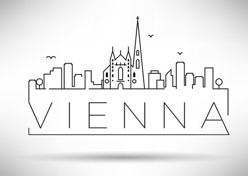 Linear Vienna City Silhouette with Typographic Design