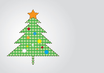 Cristmas Tree Creation in Green Shades/Vector Christmas tree rounded by dashed lines.Green and Light Green inner pattern 