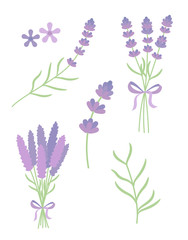 Obraz premium lawenda płaski wektor zestaw