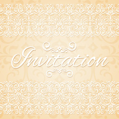 Beige floral ornament wedding invitation card