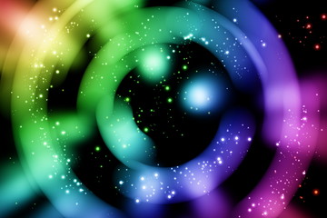 Obraz premium Colorful rainbow background with bokeh in motion zoom blur style and sparks effect