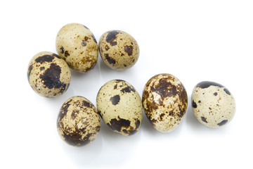 Obraz premium quail eggs close-up on a white background