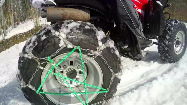 ATV wheel at winter snow racing. Super 