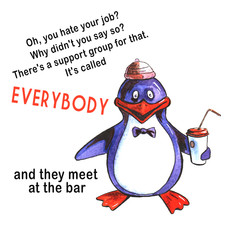 Barman Penguin With A Drink Cartoon