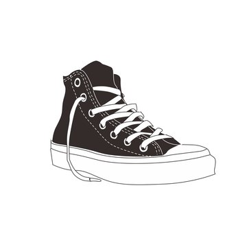 black and white modern casual sneaker clipart vector icon