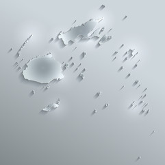 Fiji map flag glass card paper 3D vector