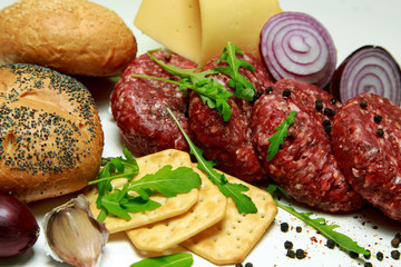 Ingredients for cheeseburgers