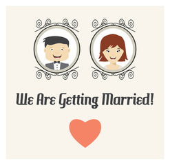 We are getting married vector card