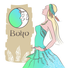 A woman in a dress. Boho style