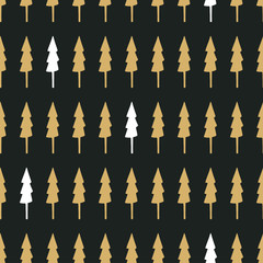 Hand drawn seamless pattern with Christmas trees