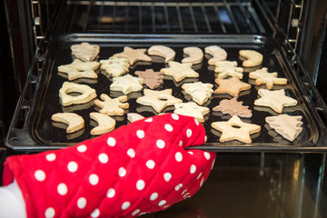 Baking Christmas cookies.