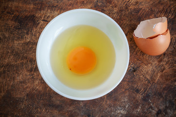 egg broken in bowl