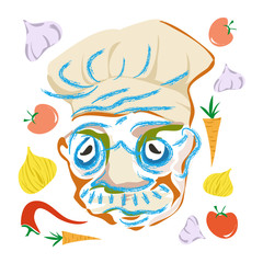 Cook and various vegetables