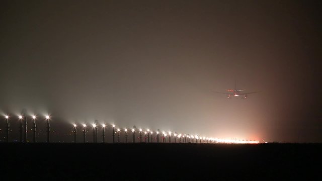 Plane landing in dark