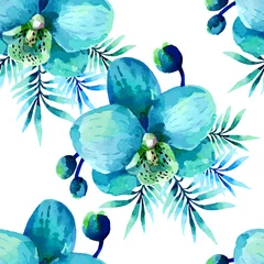Photo sur Plexiglas Orchidee Modèle sans couture floral aquarelle