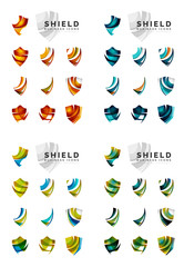 Set of company logotype branding designs, shield protection concept icons